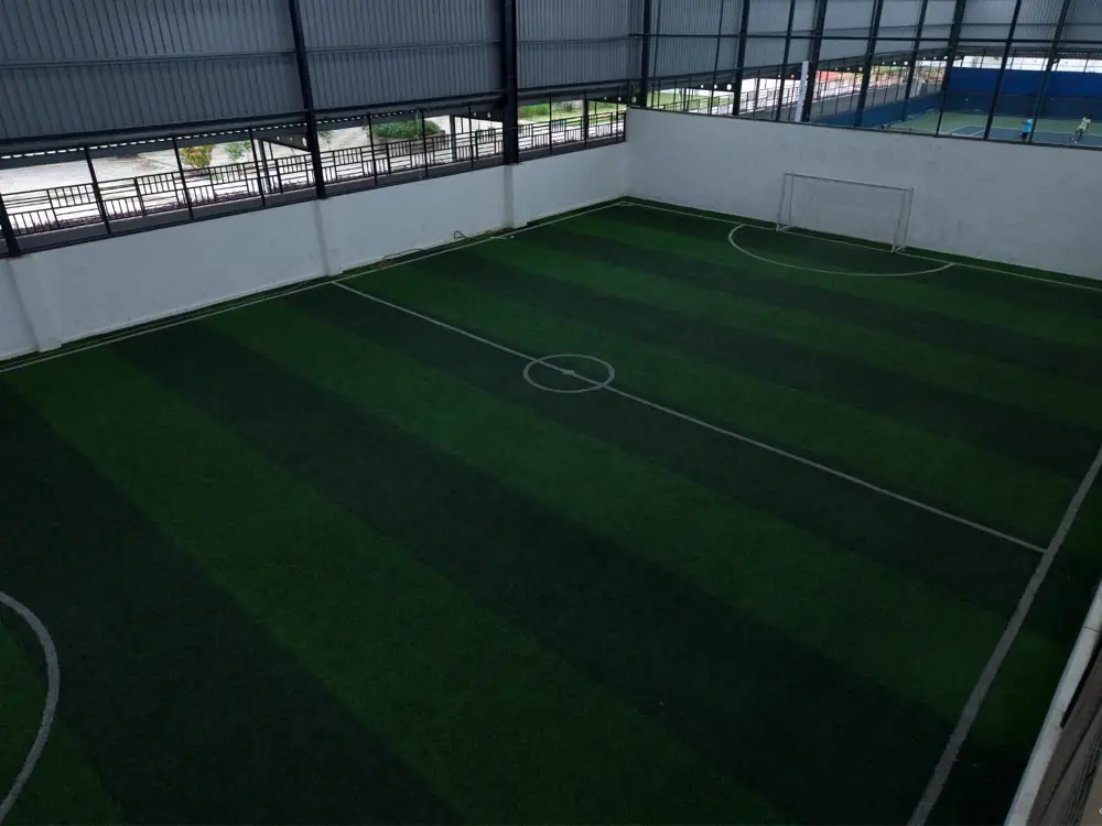Indoor turf marked for football and cricket