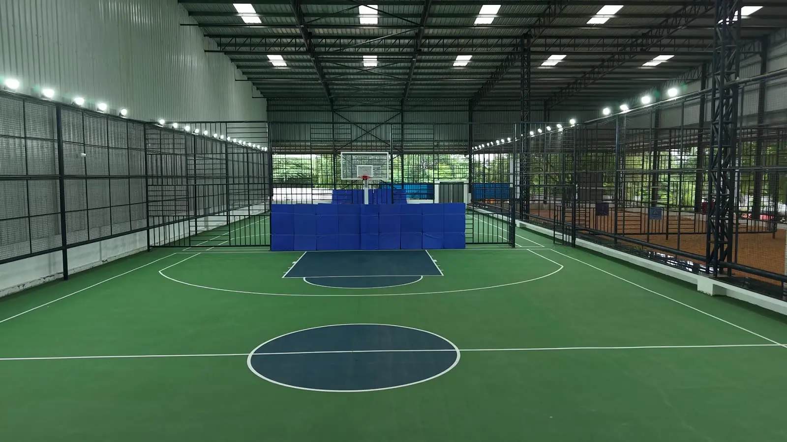 The indoor basketball court