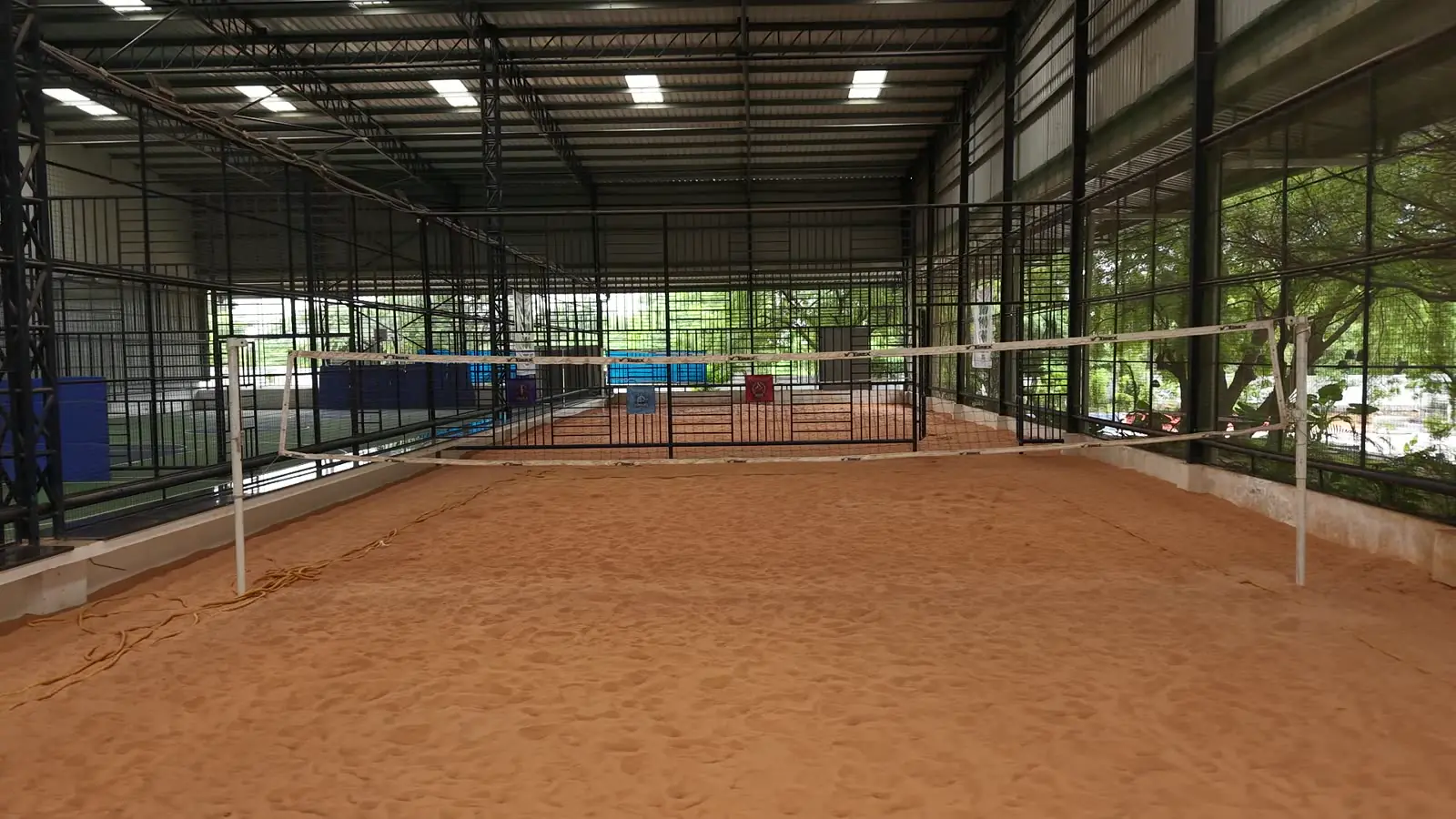 The indoor sand volleyball court